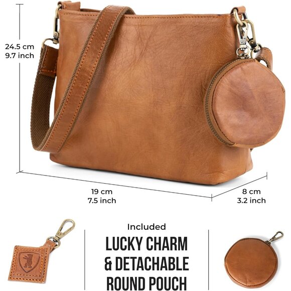 Vintage Leather Shoulder Bag Small Crossbody Purse Women Durable Stylish - Picture 8 of 10